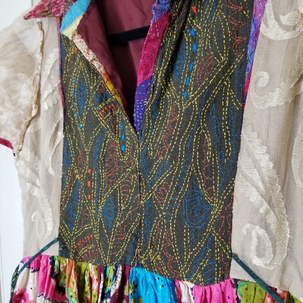 Floral Multicolored Multimedia Patchwork Boho Sho… - image 3